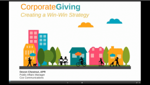 Corporate Giving: Creating a Win-Win Strategy by Devon Chestnut, APR, Public Affairs Manager, Cox Communications presentation slide