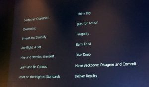 Amazon list of principles presentation slide