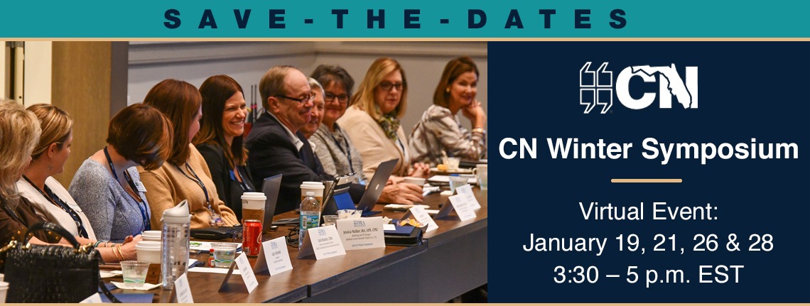Save the Dates: CN Winter Symposium, Virtual Event: January 19th, 21st, 26th, and 28th, 3:30 to 5 PM EST banner