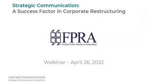 Strategic Communication: A Success Factor in Corporate Restructuring. FPRA Webinar, April 26, 2022 presentation slide