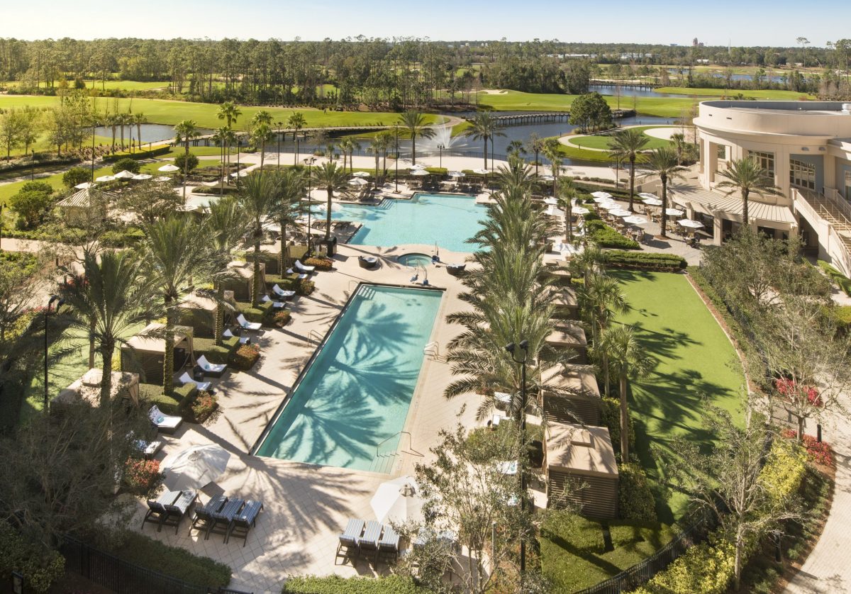 Waldorf Astoria Orlando overhead view of pool