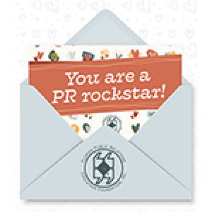 FPRA envelope, saying You are a PR rockstar!